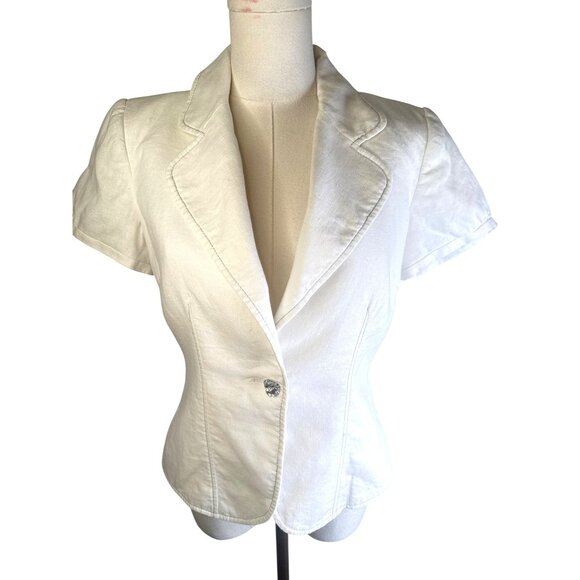 White House Black Market Size 6 Linen Blend Short Sleeve Blazer - Picture 7 of 14